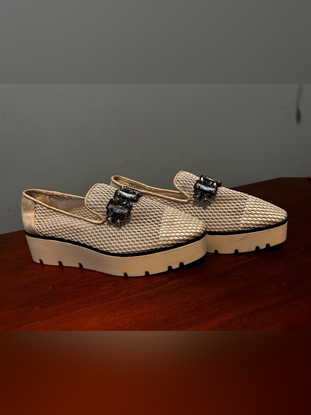 Karl Lagerfeld white Paris Bri Platform slip on Loafers 7.5 - Picture 7 of 14